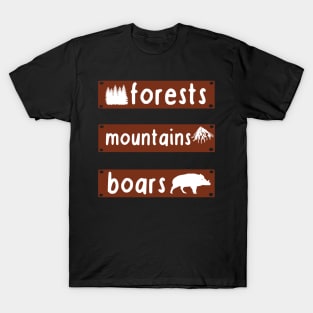 Wild boar forest mountains design men fan hunter T-Shirt